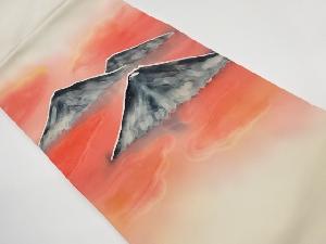 リサイクル　塩瀬手描き山並み模様名古屋帯